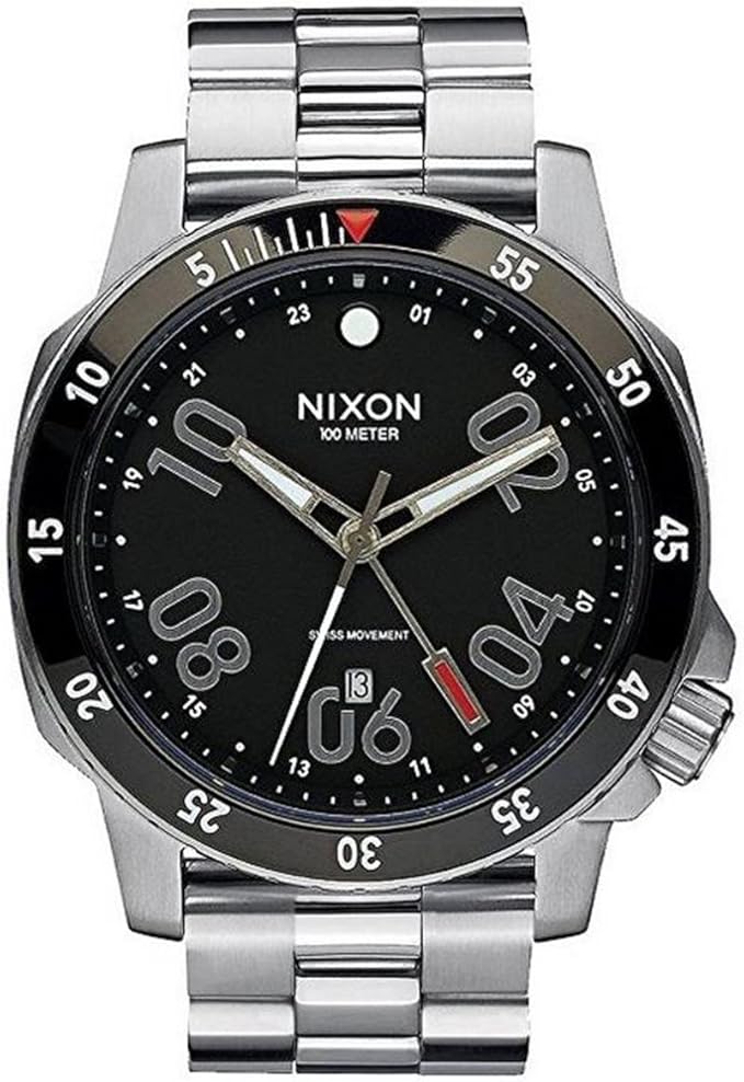 nixona941000mensrangergmtblackdialstainlesssteelbraceletwatch